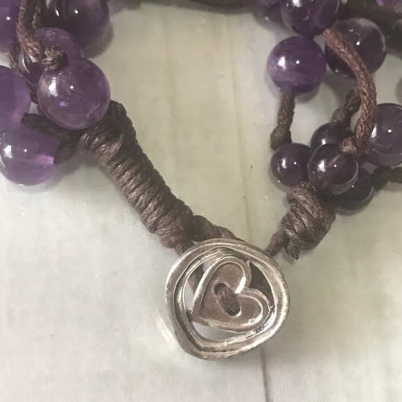 Purple bead with heart closure bracelet - Picture 3 of 6